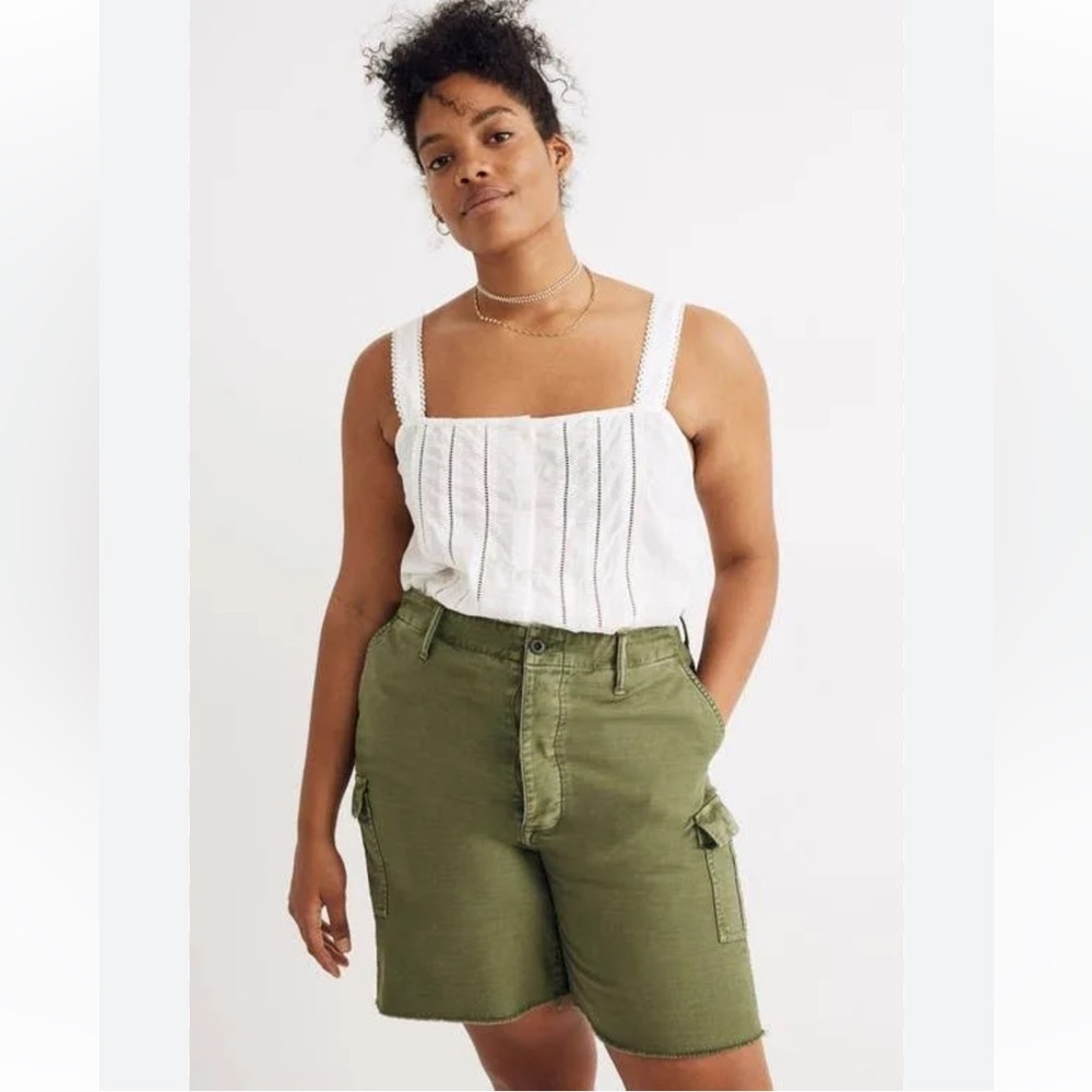NWT Madewell Cutoff Cargo Olive Green Shorts Size 29 Women’s
